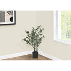 Monarch Specialties - Plante Artificielle - 35 po H - Arbre D'Eucalyptus - Mis En Pot - Feuilles Vertes - Pot Noir-qui est solidement installée dans un pot noir