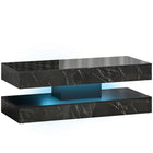 HOMCOM Marble-Effect Coffee Table with LED Light - Effect Black-RGB LED lights with 16 colours, four modes and adjustable brightness controlled by included remote
