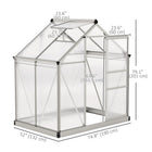 Outsunny - serre en polycarbonate - 6 pi x 4 pi x 6,6 pi - argent-Conception pratique avec une seule porte coulissante pour un accès facile  
