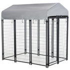 PawHut - Chenil pour chien extérieur en fil soudé avec toit 6 pi x 4 pi x 6 pi-L’acier robuste assure durabilité et sécurité pour votre animal 