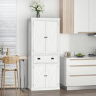 HOMCOM 72.5" H Freestanding Kitchen Buffet Cabinet with 4 Doors - White-Two adjustable shelves allow easy storage of oversized items without worrying about their fit 