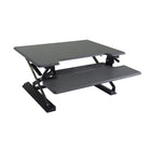 Victor – Bureau assis debout High Rise réglable en hauteur, avec support pour clavier (DCX710)-Réglages en hauteur : La surface de travail s'élève jusqu'à 21 po ; le plateau du clavier s'élève jusqu'à 16,5 po