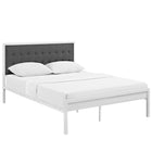 Modway Millie Fabric King Bed - White Grey-Steel Rod Mattress Support System