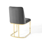 Modway Amplify Sled Base Performance Velvet Dining Side Chair - Gold/Grey-Chair Weight Capacity: 331 lbs.