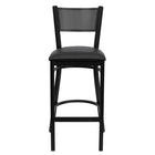 Flash Furniture HERCULES Series Black Grid Back Metal Restaurant Barstool - Black Vinyl Seat-Welded Joint Assembly