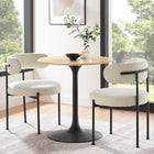 Modway Lippa 28" Round Wood Dining Table - Black Natural-Chip-Resistant Metal Pedestal Base