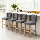 HOMCOM Upholstered Padded Bar Stools with Wood Legs - Charcoal Grey - 2 Pack-Anti-slip feet ensure balance and avoid floor scratching
