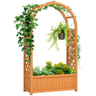 Outsunny - jardinière surélevée en bois avec treillis en arche-Les treillis latéraux et arqués soutiennent la croissance verticale des plantes grimpantes
