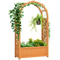 Outsunny - jardinière surélevée en bois avec treillis en arche-Les treillis latéraux et arqués soutiennent la croissance verticale des plantes grimpantes
