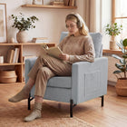 HOMCOM Modern Accent Chair with Metal Legs and Thick Cushion for Bedroom - Light Grey-Overall Dimension: 28.7" W x 30.3" D x 34.3" H (73 x 77 x 87 cm)
