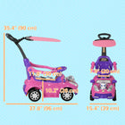 Qaba - Voiture pousse-pousse 3 en 1 pour enfants, voiture à glisser pour tout-petits, conception pied au sol - rose-Des éléments comme la barrière de sécurité sont détachables pour plus de praticité 