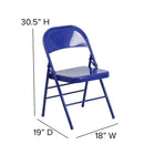 Flash Furniture HERCULES ColourBURST Series Cobalt Blue Triple Braced & Double-Hinged Metal Folding Chair-Riveted Steel Components