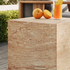 Modway Jordana Square Plinth Indoor/Outdoor Patio Concrete Side Table - Travertine-Non-Marking Levelers