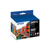 Epson T302XL Claria Premium Ink Cartridge Combo Pack - High Capacity Black/Standard Capacity Colour CMY-Sharp text and brilliant colour for high-quality results, fast-drying ink