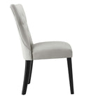 Modway Silhouette Performance Velvet Dining Chairs - Light Grey - 2 Pack-Non-Marking Foot Caps