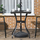 Outsunny Patio Wicker Dining Table with Umbrella Hole - Mixed Brown-Stylish design with hand-woven PE rattan wicker