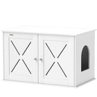 PawHut Hidden Cat Litter Box Enclosure - White-Dual function as cat restroom and stylish table 