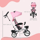 Qaba 6-in-1 Toddler Tricycle with Parent Push Handle and Cupholder - Pink-Smooth and quiet ride with EVA wheels for outdoor use 