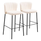 Zuo Linz Barstool - Cream - Set of 2-Plush and durable faux leather fabric