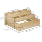 Outsunny 3-Tier Raised Garden Bed with 9 Grow Grids and Bed Liner - 46" L x 39" W x 21" H - Natural-Firwood, intended for outdoor use 