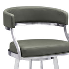 Armen Living Saturn 26" Counter Height Swivel Bar Stool in Grey Faux Leather & Brushed Stainless Steel-5