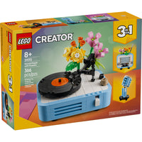 LEGO Creator 3-en-1 Tourne-disque avec fleurs - 366 Pièces-Le jouet LEGO Creator 3 en 1 permet aux enfants de construire et de reconstruire 3 ensembles de musique avec des fleurs