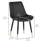 HOMCOM Dining Chairs, Upholstered in PU Leather for Kitchen - Black - Set of 2-Sturdy steel legs give you support to maintain a stable position