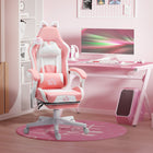HOMCOM - Chaise de jeu inclinable en similicuir avec repose-pieds soutien lombaire et appui-tête - rose-Mousse de densité moyenne recouverte de similicuir facile à nettoyer