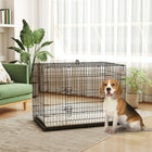 PawHut - Cage pour chien 41 po, cage pliante en métal avec 2 portes, plateau, coussin-Se plie facilement avec une poignée en plastique pour le transport 