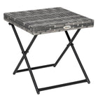 Outsunny - Table basse en rotin pour balcon, gris-Cadre en métal avec revêtement en poudre, résistant au pelage et à la corrosion  