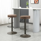 HOMCOM Adjustable Swivel Modern Bar Stools - Brown - 2 Pack-Adjustable seat height

