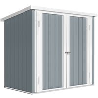 Outsunny 5' x 3' Metal Storage Shed - Light Grey-Spacious garden tools, lawn care equipment, or pool supplies storage area

