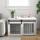 PawHut 39" Dog Crate End Side Table - White-Colour: White 