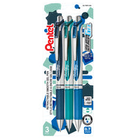 Pentel EnerGel Retractable Gel Roller - 0.7mm - Metal Tip - Assorted Colours - 3 Pack-Sleek & stylish barrel design with metal accents for a professional look