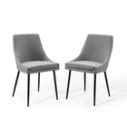 Modway Viscount Upholstered Fabric Dining Chairs - Black/Light Grey - 2 Pack-Retro Modern Dining Chairs
