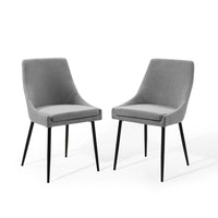 Modway Viscount Upholstered Fabric Dining Chairs - Black/Light Grey - 2 Pack-Retro Modern Dining Chairs