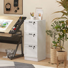 HOMCOM 3-Drawer Vertical Office Filing Cabinet - White Wood Effect-Serves as a printer stand, maximizing office space
