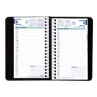 Blueline 2026 Daily Planner Spiral Binding - 6" x 3-1/2" - Black - Bilingual-Spiral binding and soft lizard-like black cover