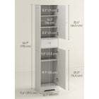 HOMCOM Tall Slim Bathroom Storage Cabinet with Doors - White Wood Grain-Embossed wood texture and arched doors add soft, elegant style