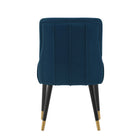 Manhattan Comfort - Lot de 2 chaises de salle à manger modernes Eda 58 cm, revêtement en velours bleu nuit-Livré chez vous entièrement assemblé Aucun assemblage requis