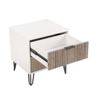 Manhattan Comfort DUMBO 20.07" Modern 2-Drawer Nightstand 2-Piece Set - White/Rustic Grey-Perfect for Bedside Storage, Lamps or Display Items