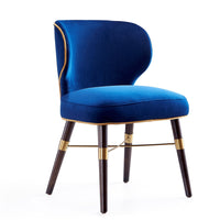 Manhattan Comfort - Chaise de salle à manger moderne Strine 21,65 po en velours bleu-Chaise de salle à manger élégante et moderne parfaite pour la salle à manger et comme accent dans le salon