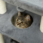 PawHut - Arbre à chat avec perchoir, poteaux à griffer en sisal, coussin, lit - balles suspendues-La base solide empêche le basculement lors des jeux énergiques 