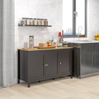 HOMCOM 47.2" L Sideboard Buffet Storage Cabinet - Black-Six steel hinges allow easy opening and close