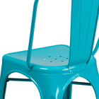 Flash Furniture Crystal Teal-Blue Metal Indoor-Outdoor Stackable Chair-Drain Holes in Seat