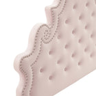 Modway Gwyneth Tufted Performance Velvet Queen Platform Bed with Black Wood Legs - Pink-Reinforced Center Beam and Support Legs