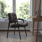 Flash Furniture – Chaise de réception/d’invité en cuir avec une structure finie noire, brun-Mousse ignifuge CA117