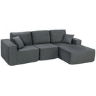 HOMCOM L-Shaped Sectional Sofa with Deep Seat - Dark Grey-Modular design transforms easily into a sofa bed or L-shaped couch  