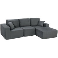 HOMCOM - canapé sectionnel en forme de L avec assise profonde - gris foncé-Le design modulaire se transforme facilement en canapé-lit ou en canapé en forme de L   