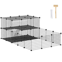 PawHut 28" H 46-Panel Guinea Pig and Rabbit Playpen with Door-An ideal home for small animals such as guinea pigs, chinchillas and rabbits 